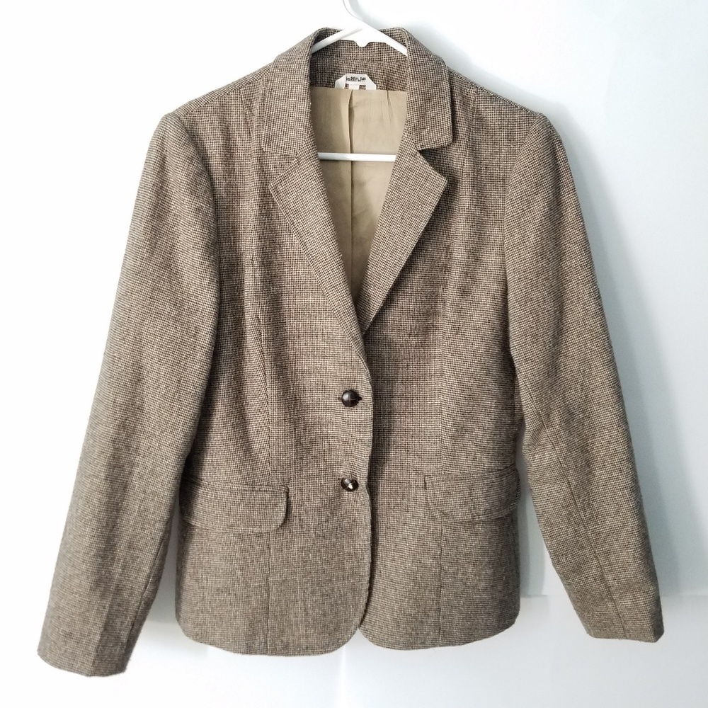Vintage Brown and Tan Tweed Blazer with Pockets